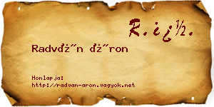 Radván Áron névjegykártya