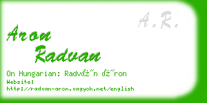 aron radvan business card
